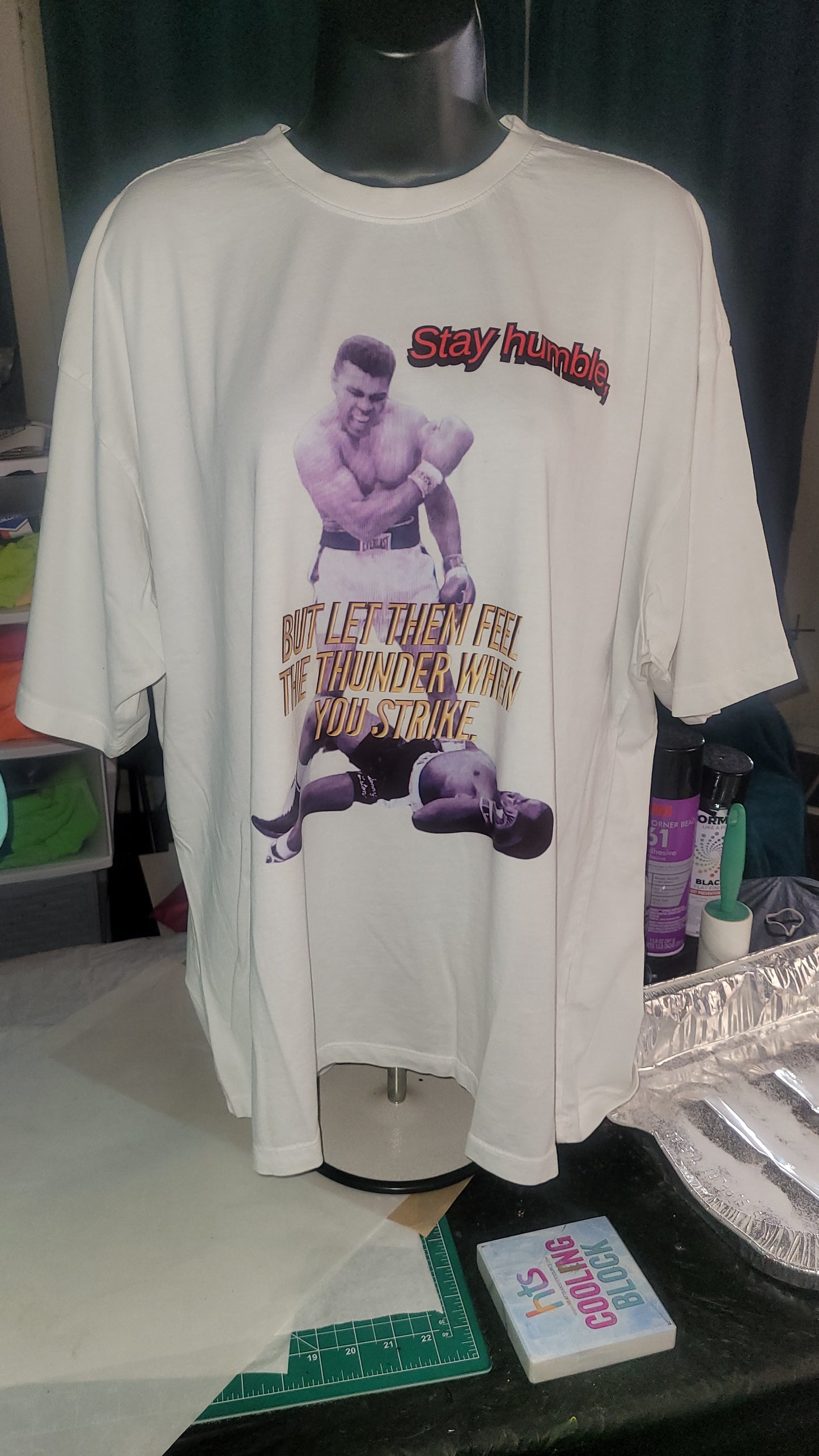 Muhammed Ali White Crop Box Tee