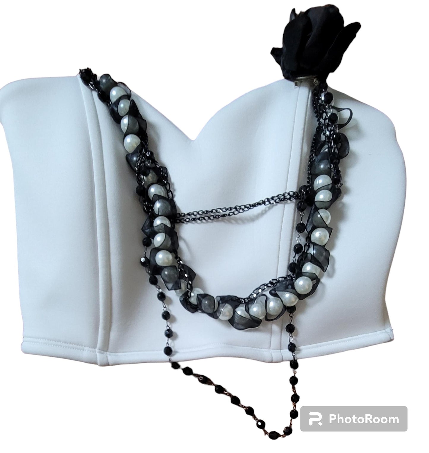 Scuba Jewel Chain Detail Tube Crop Top